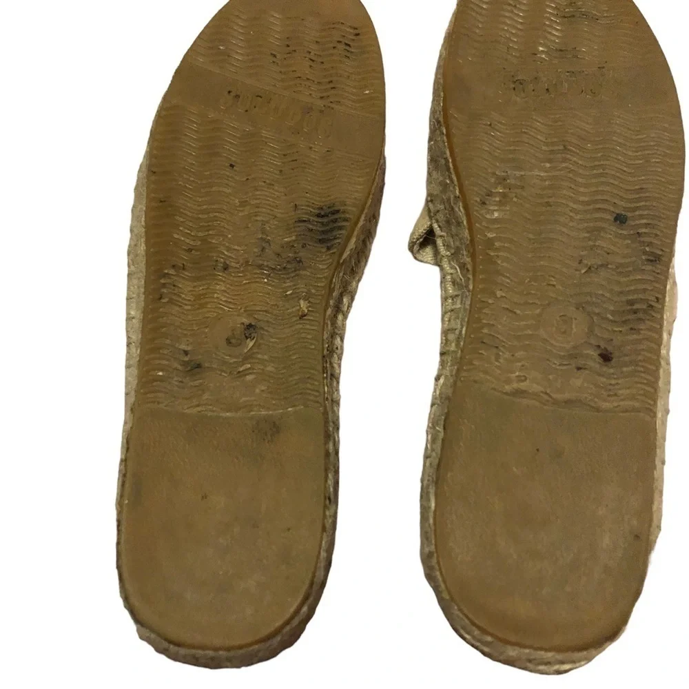 Soludos Tan Jute Canvas‎ Smoking Espadrille Palm Tree Slippers. Size 8.